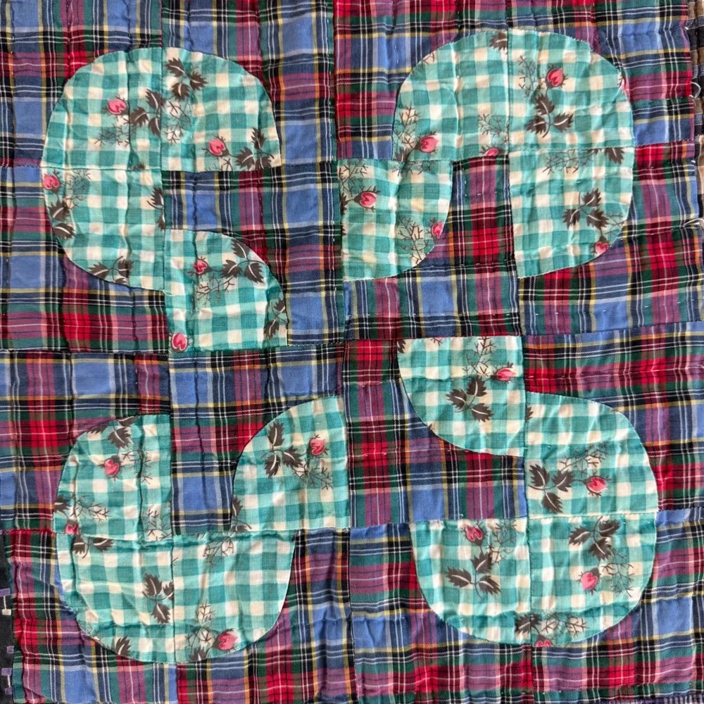 Vintage 1940s Robbing Peter to Pay Paul Quilt Hand Quilted Feedsack Patchwork